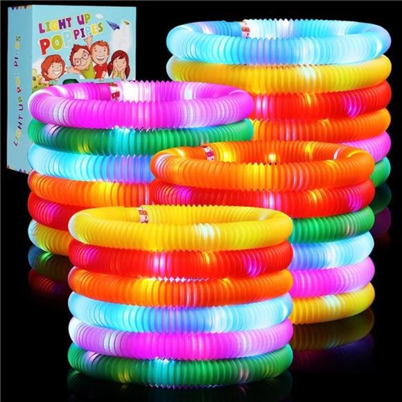 Light Up Pop Tubes Party Favors Sensory Fidget Toys for Kids 4-8-12, 6PCS Sticks - Picture 1 of 6